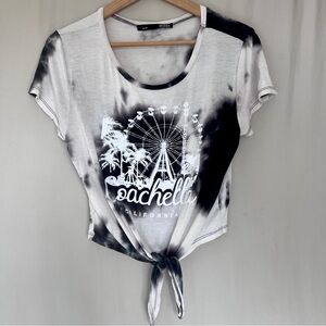 Rebel Sugar Black & White Tie-Front Graphic Crop Top